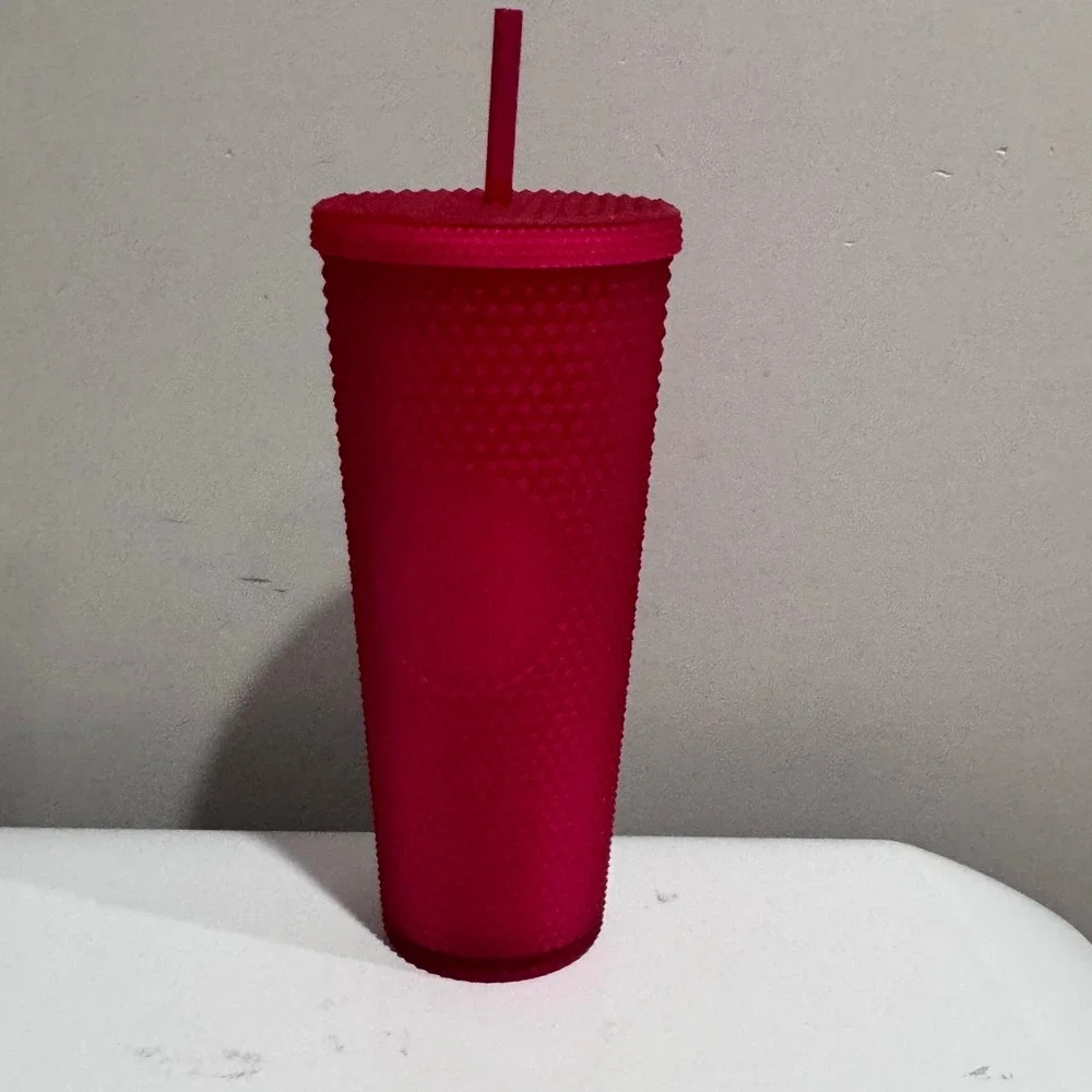 Starbucks Tumbler Cold Cup 24oz Venti Pink Excellent Studded Matte Honeycomb